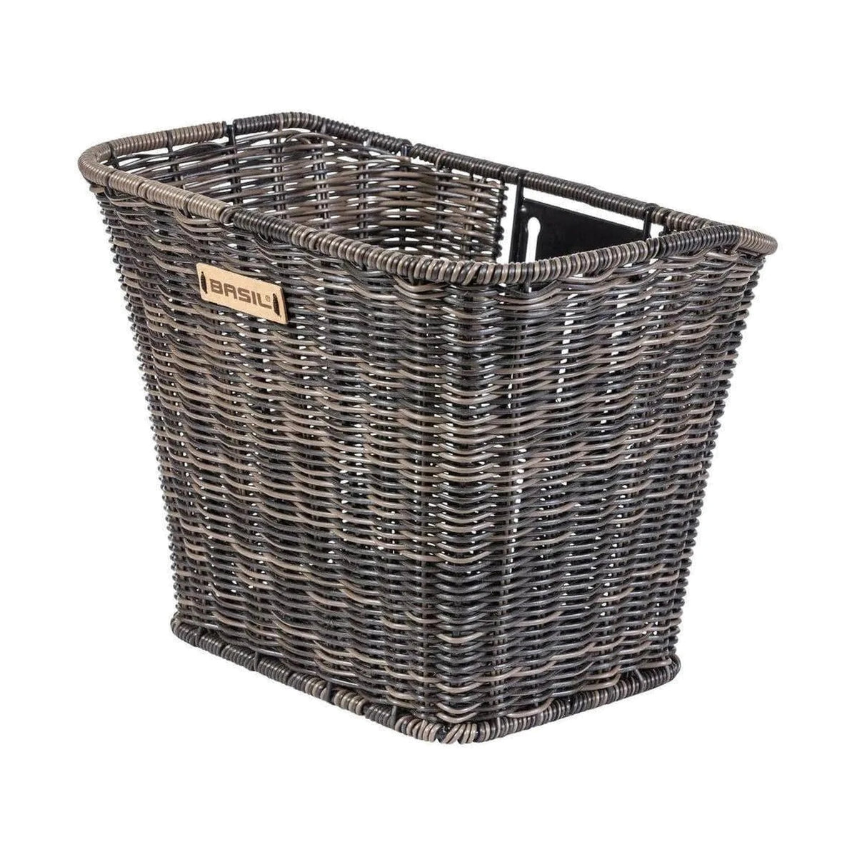 Front basket BASIL Bremen Rattan Look FM, dark brown on a white background