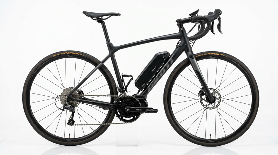 Road bicycle with 750W Bafang mid-drive electric conversion kit installed