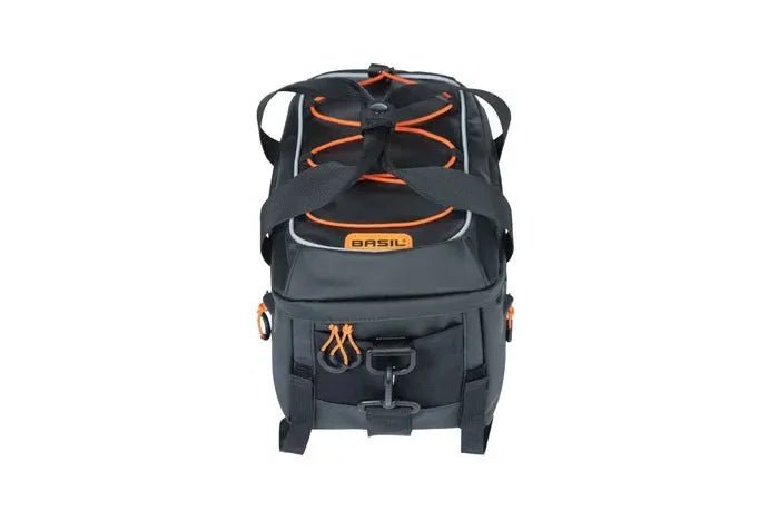 Pannier bag BASIL Miles Tarpaulin 8L, black-orange - Lifty Electric